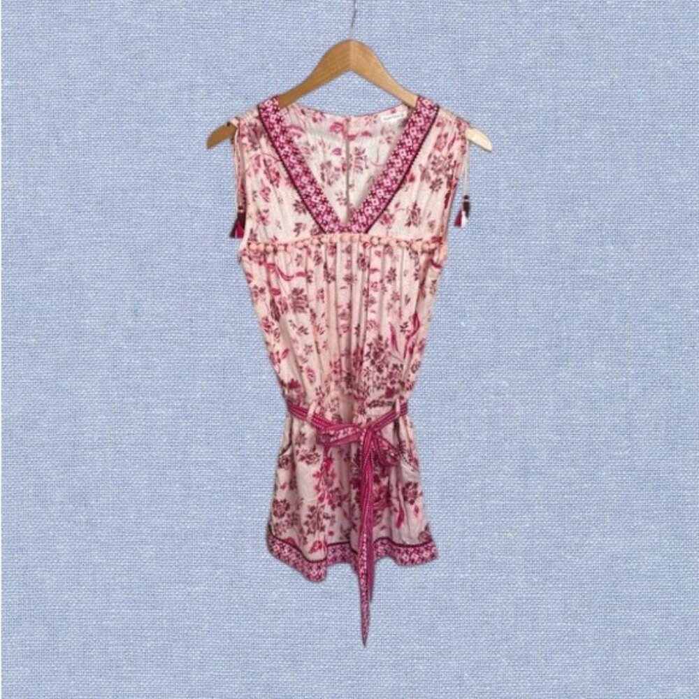 Poupette St Barth Pink Floral Sleeveless Romper